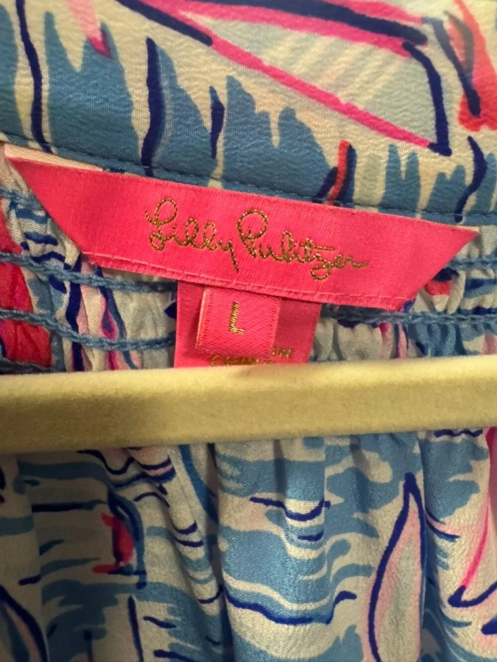 Lilly Pulitzer Elsa Silk Top A Lil Nauti Sailboat Print Blue Size L
